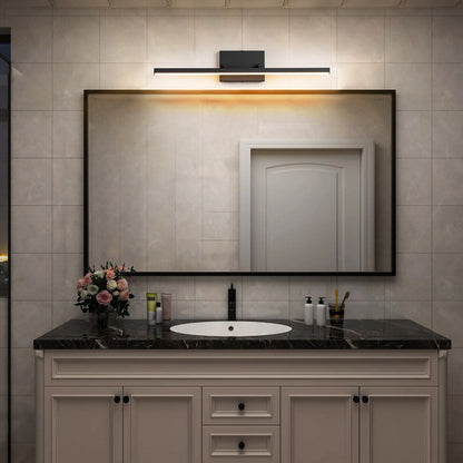 Applique murale LED intégrée, linéaire et moderne, noire, à 1 ampoule, à intensité variable et rotative, pour salle de bain