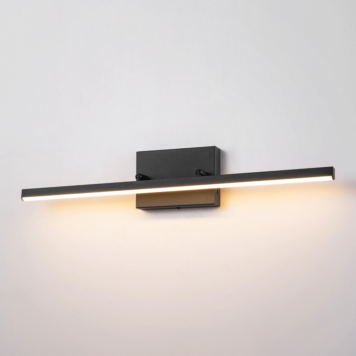 Applique murale LED intégrée, linéaire et moderne, noire, à 1 ampoule, à intensité variable et rotative, pour salle de bain