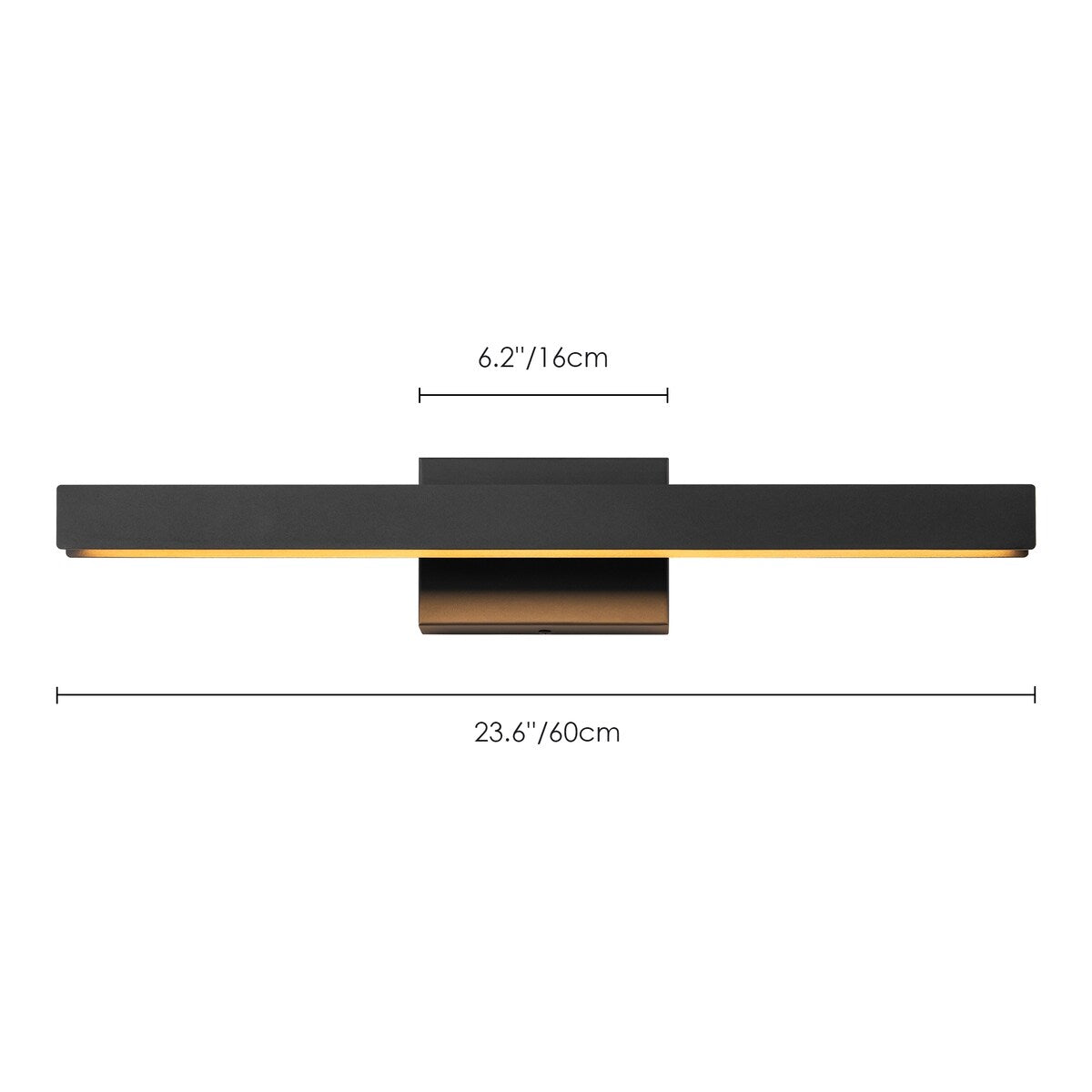 Applique murale LED intégrée, linéaire et moderne, noire, à 1 ampoule, à intensité variable et rotative, pour salle de bain