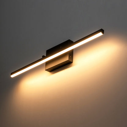 Applique murale LED intégrée, linéaire et moderne, noire, à 1 ampoule, à intensité variable et rotative, pour salle de bain