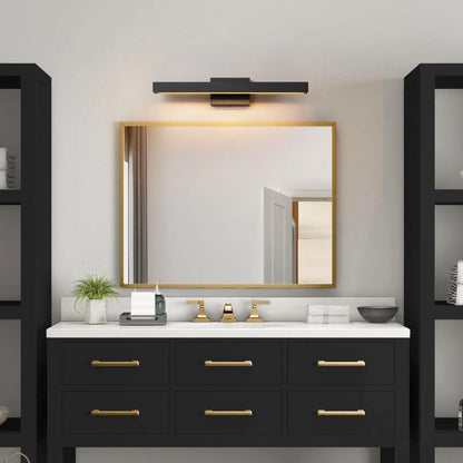 Applique murale LED intégrée, linéaire et moderne, noire, à 1 ampoule, à intensité variable et rotative, pour salle de bain