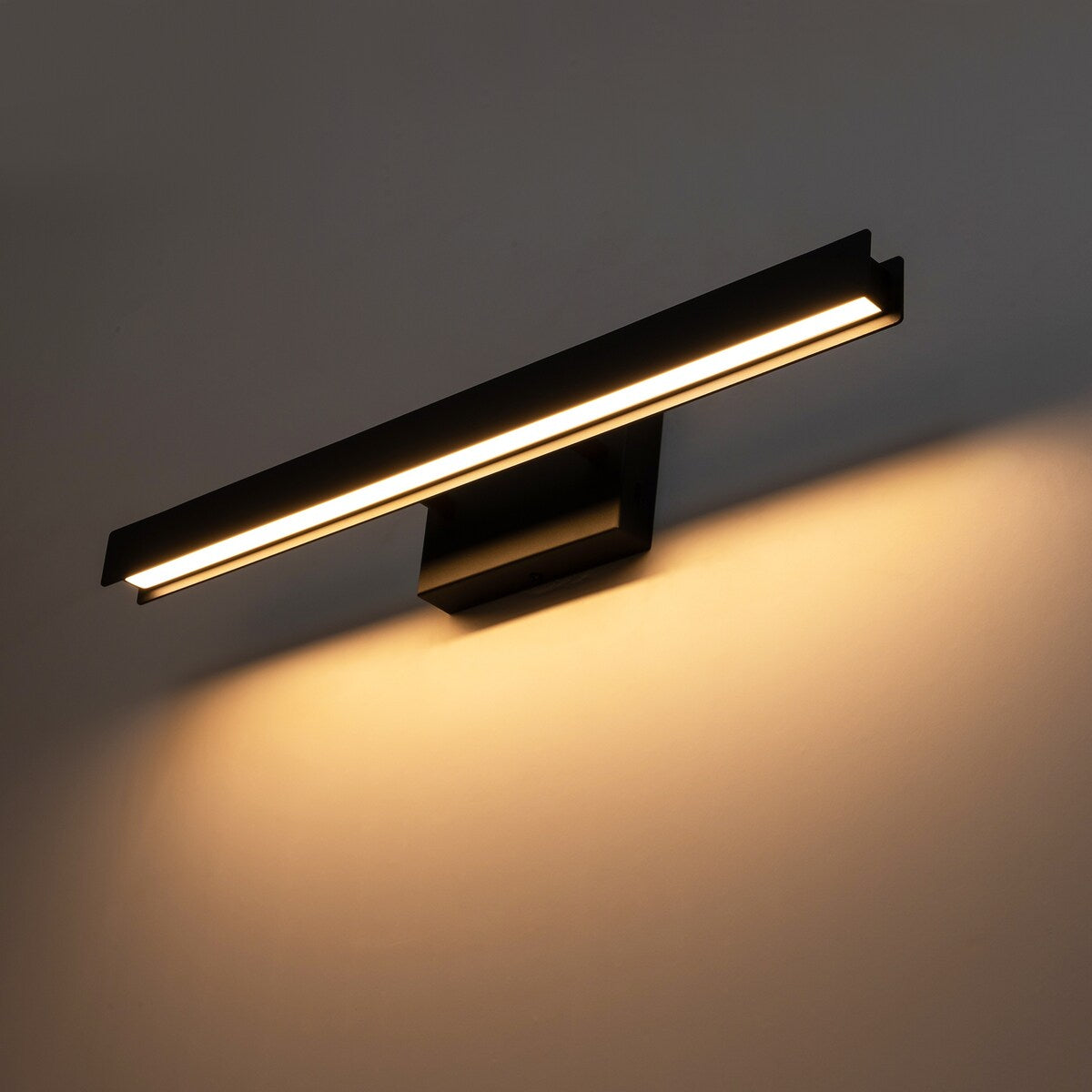 Applique murale LED intégrée, linéaire et moderne, noire, à 1 ampoule, à intensité variable et rotative, pour salle de bain