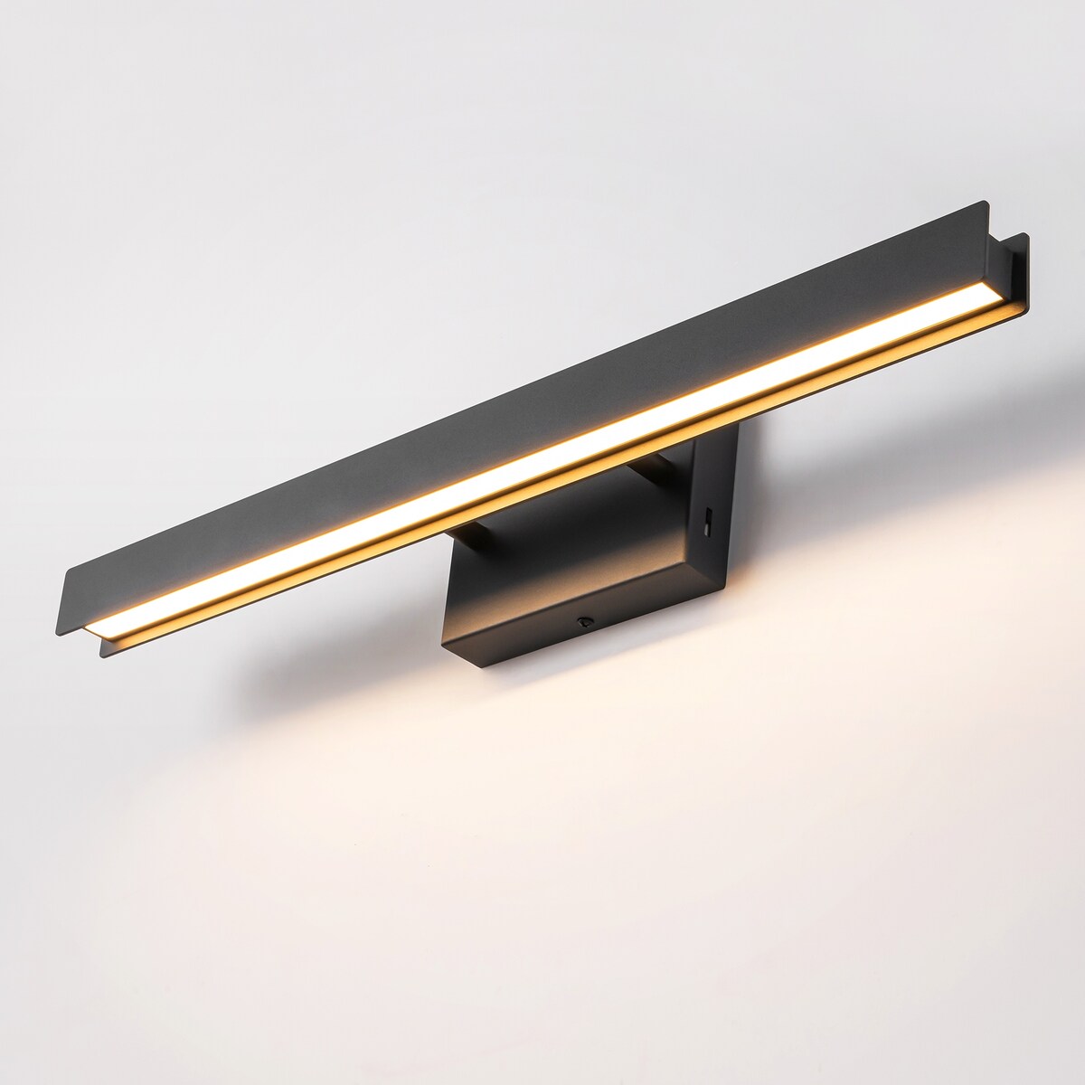 Applique murale LED intégrée, linéaire et moderne, noire, à 1 ampoule, à intensité variable et rotative, pour salle de bain