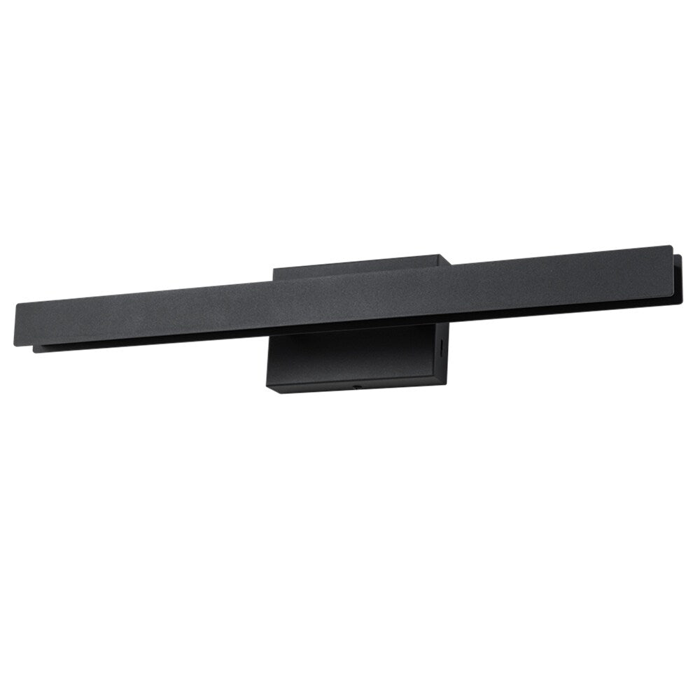 Applique murale LED intégrée, linéaire et moderne, noire, à 1 ampoule, à intensité variable et rotative, pour salle de bain