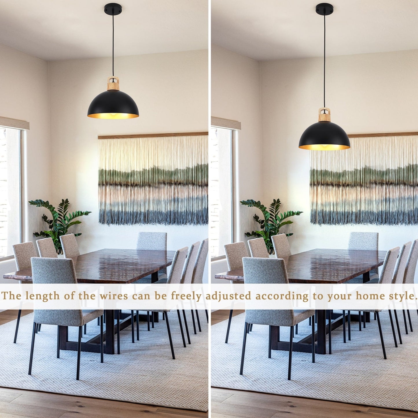 Luminaire suspendu moderne à 1 lumière avec interrupteur enfichable pour îlot de cuisine