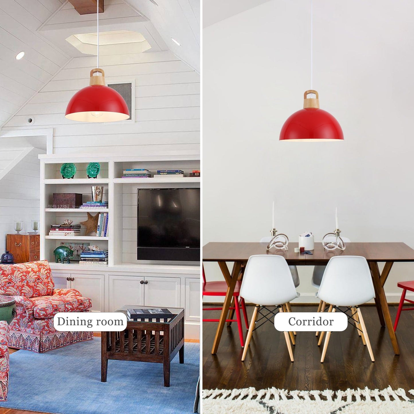 Luminaire suspendu moderne à 1 lumière avec interrupteur enfichable pour îlot de cuisine