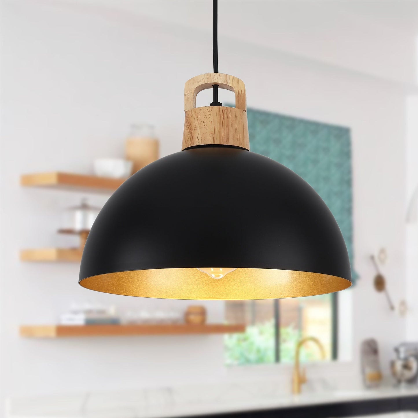 Luminaire suspendu moderne à 1 lumière avec interrupteur enfichable pour îlot de cuisine