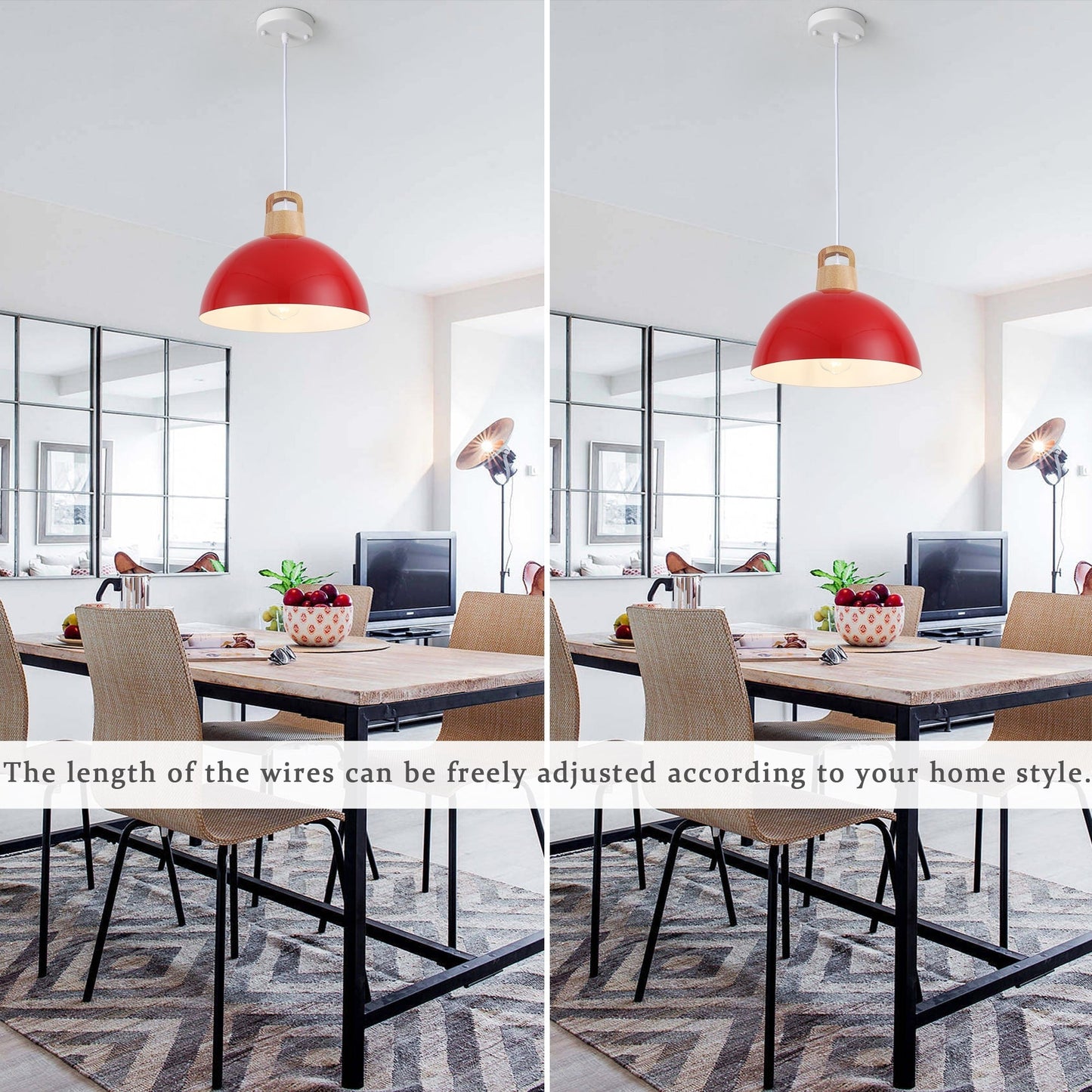 Luminaire suspendu moderne à 1 lumière avec interrupteur enfichable pour îlot de cuisine