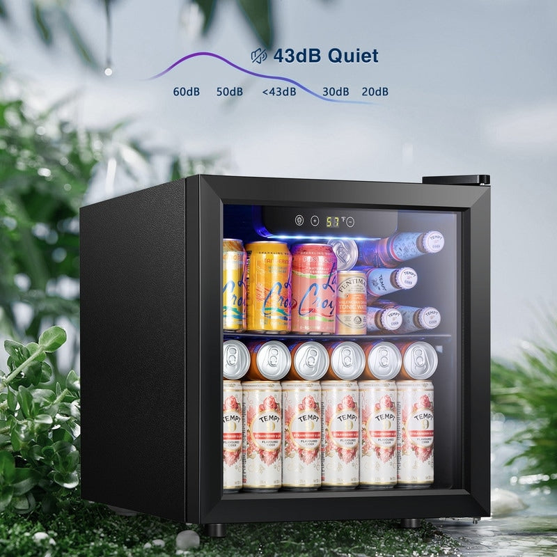 Réfrigérateur à boissons de 1,3 pi³ - Mini-réfrigérateur pour 48 canettes et 12 bouteilles, porte en verre, commande tactile électronique