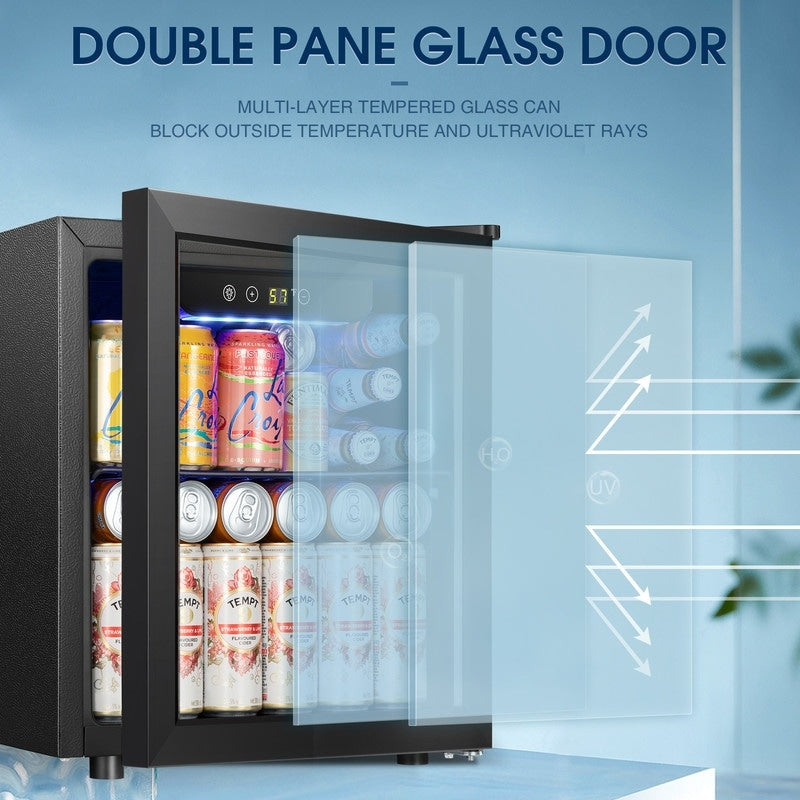 Réfrigérateur à boissons de 1,3 pi³ - Mini-réfrigérateur pour 48 canettes et 12 bouteilles, porte en verre, commande tactile électronique