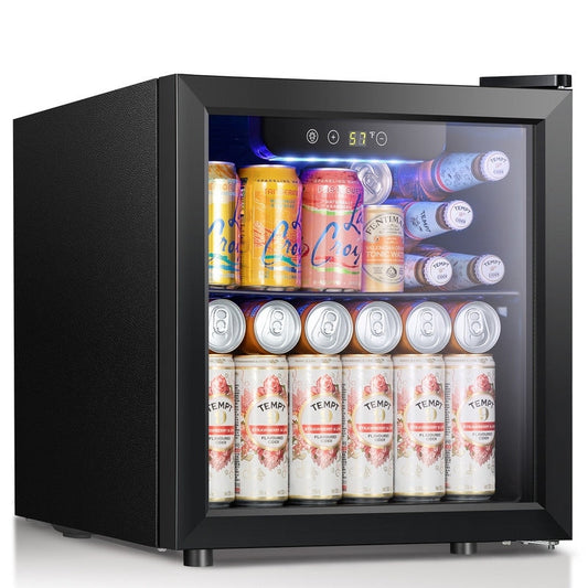 Réfrigérateur à boissons de 1,3 pi³ - Mini-réfrigérateur pour 48 canettes et 12 bouteilles, porte en verre, commande tactile électronique