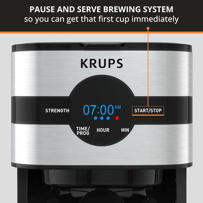 Cafetière numérique 10 tasses, acier inoxydable noir, infusion programmable, pause et service automatiques