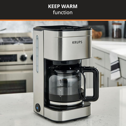 Cafetière filtre 10 tasses, affichage numérique, finition en acier inoxydable, minuterie programmable, arrêt automatique