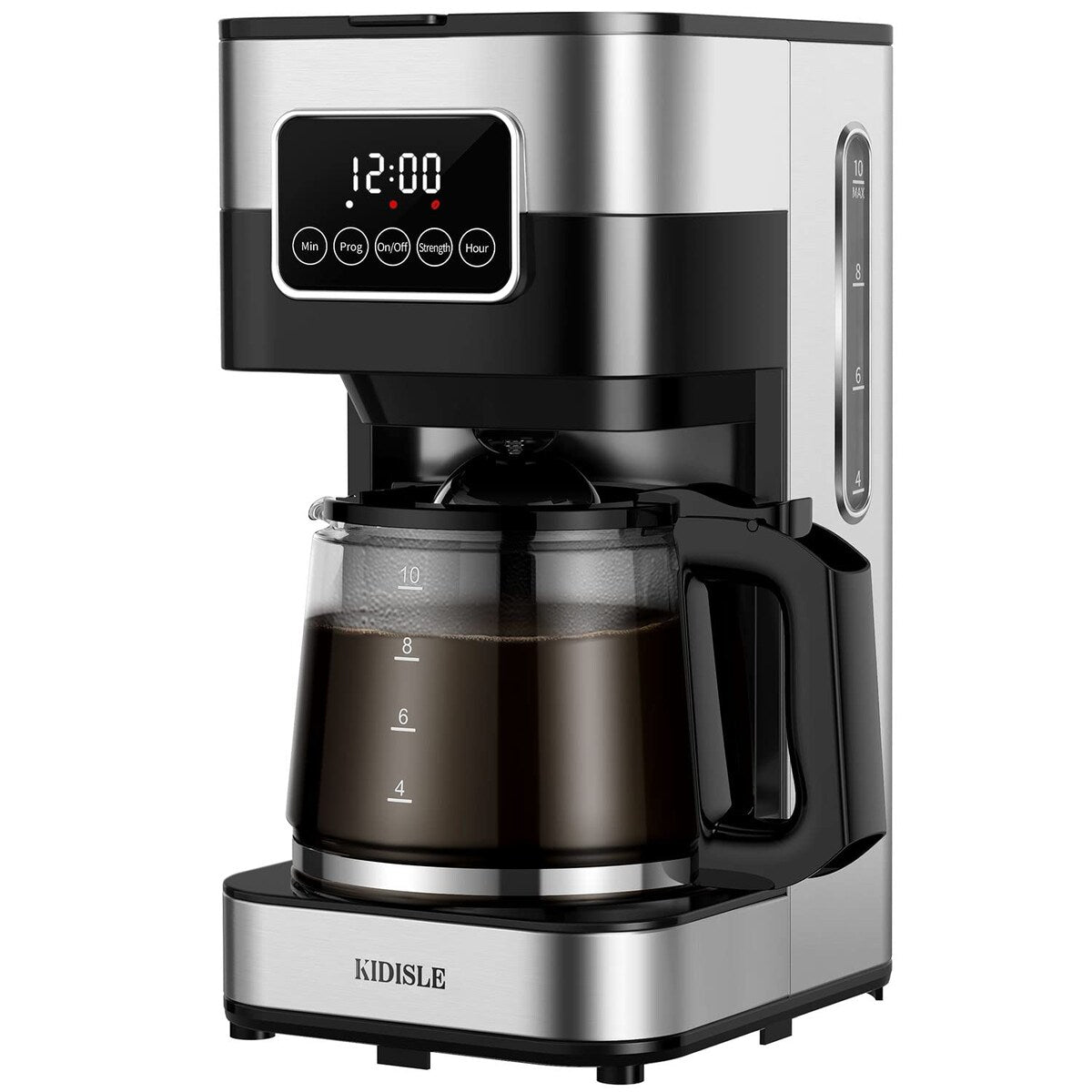 Cafetière programmable 10 tasses 2.0, cafetière filtre avec écran tactile, carafe en verre, plaque chauffante, infusions normales et fortes