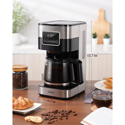 Cafetière programmable 10 tasses 2.0, cafetière filtre avec écran tactile, carafe en verre, plaque chauffante, infusions normales et fortes