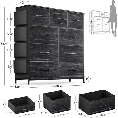 Commode à 10 tiroirs en tissu pour placard de rangement, unité de rangement pour chambre à coucher
