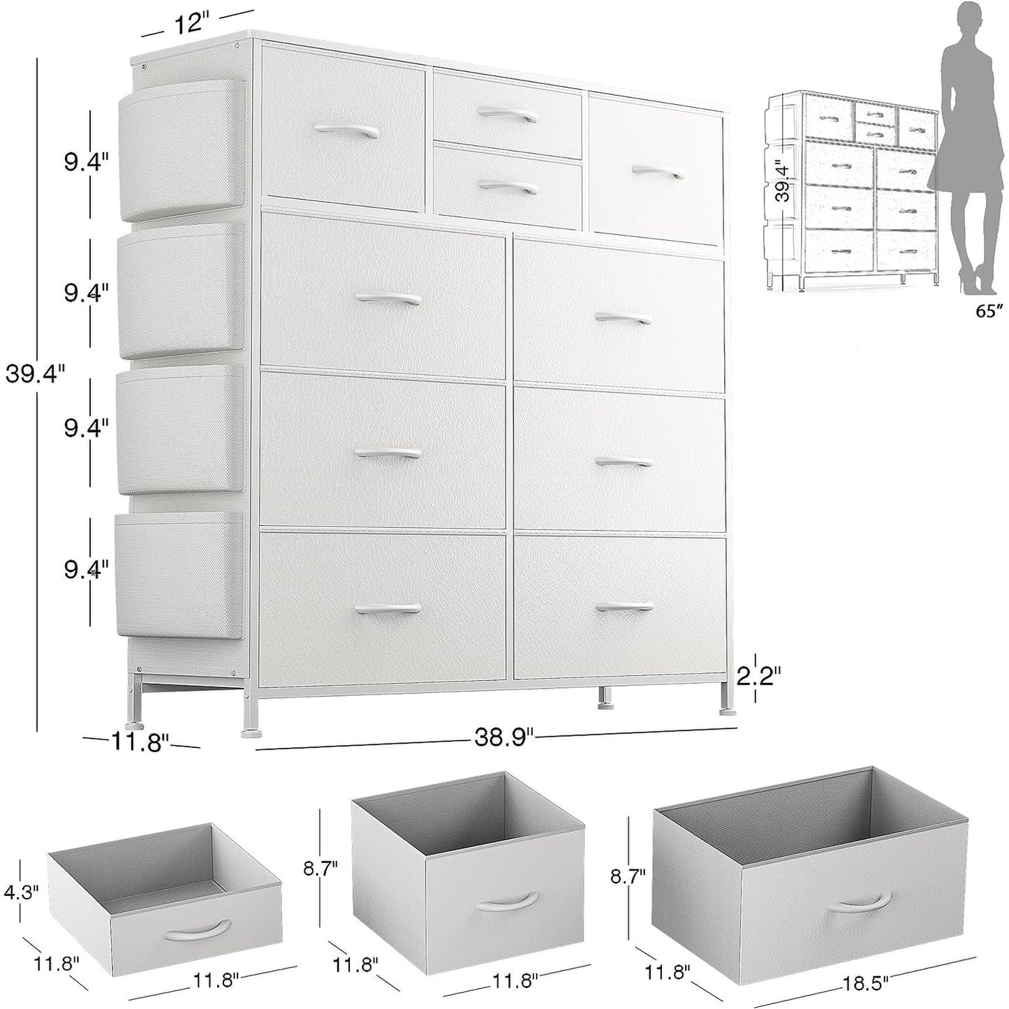 Commode à 10 tiroirs en tissu pour placard de rangement, unité de rangement pour chambre à coucher