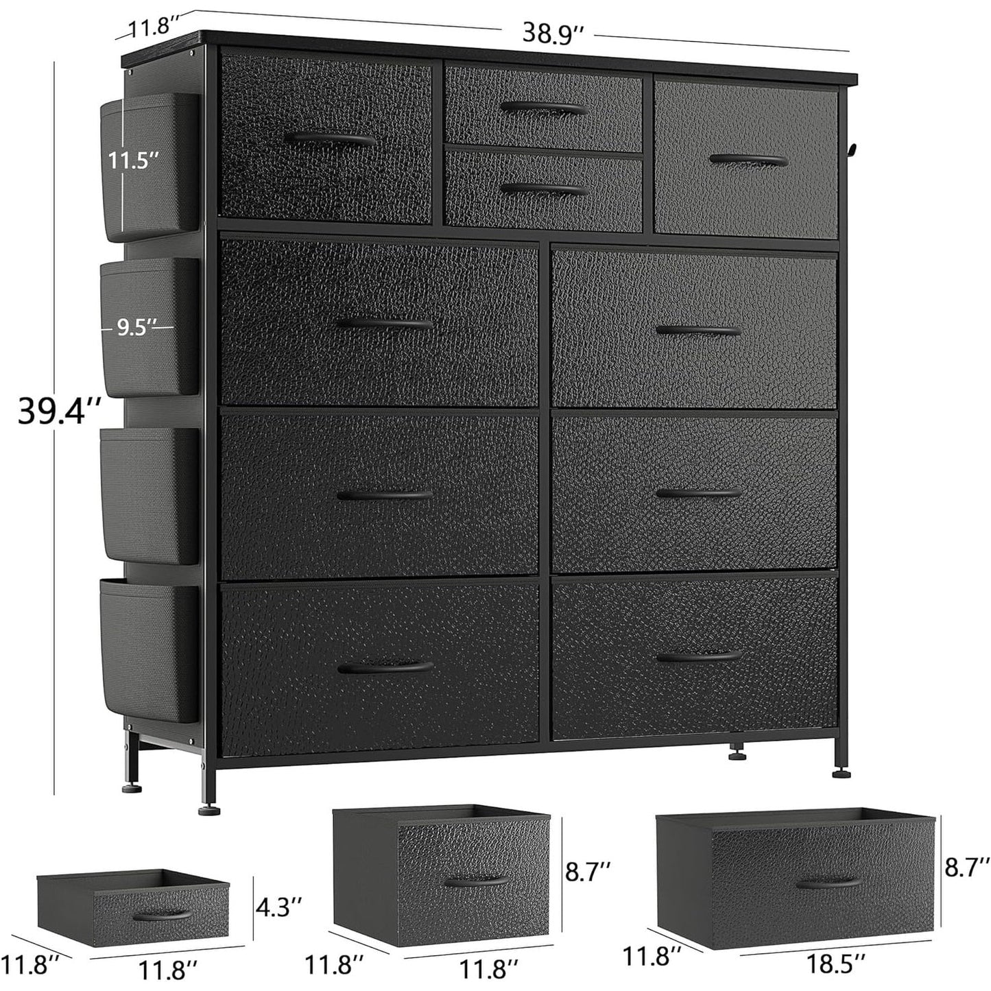 Commode à 10 tiroirs en tissu pour placard de rangement, unité de rangement pour chambre à coucher
