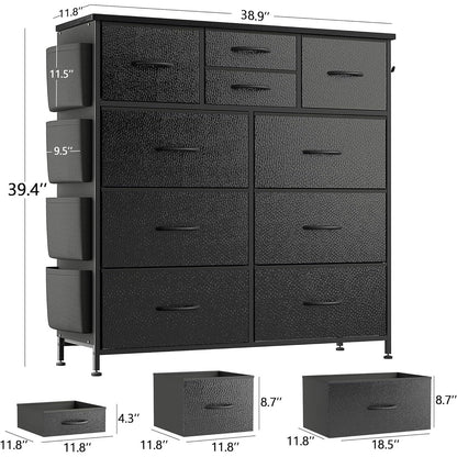 Commode à 10 tiroirs en tissu pour placard de rangement, unité de rangement pour chambre à coucher