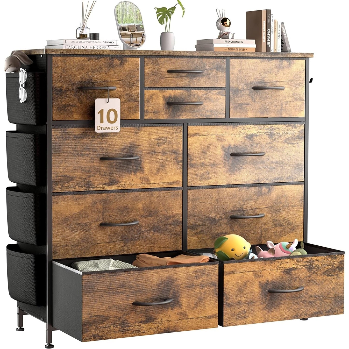 Commode à 10 tiroirs en tissu pour placard de rangement, unité de rangement pour chambre à coucher