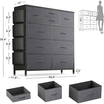 Commode à 10 tiroirs en tissu pour placard de rangement, unité de rangement pour chambre à coucher