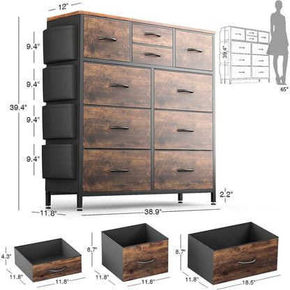 Commode à 10 tiroirs en tissu pour placard de rangement, unité de rangement pour chambre à coucher