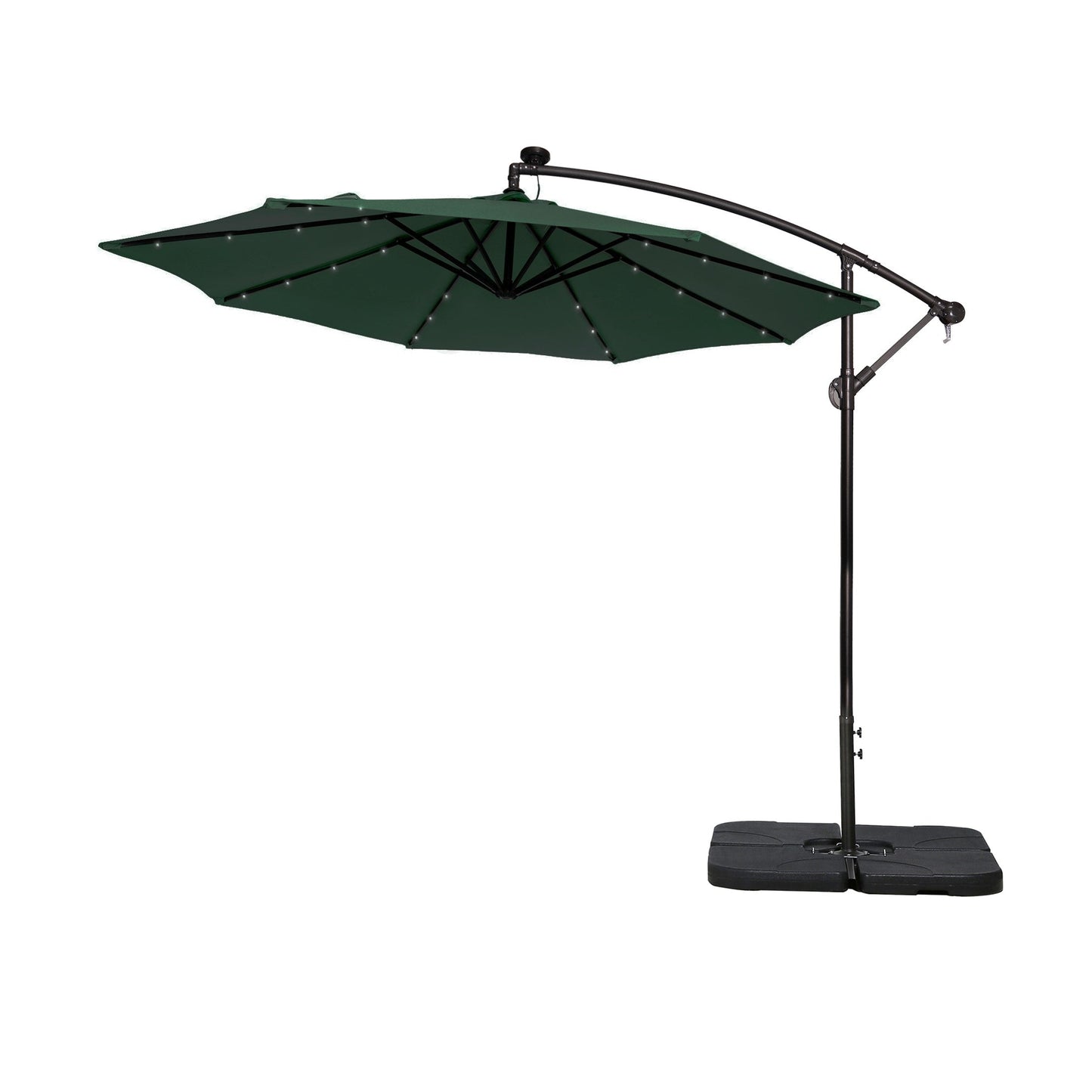 Parasol de terrasse éclairé à énergie solaire de 3 m avec pied