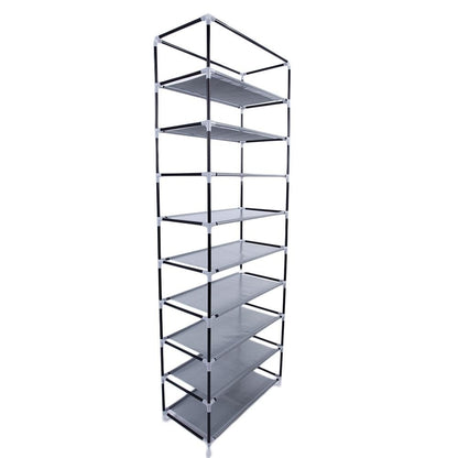 Étagère à chaussures à 10 niveaux, organiseur de rangement utilitaire avec housse anti-poussière en tissu non tissé, violet