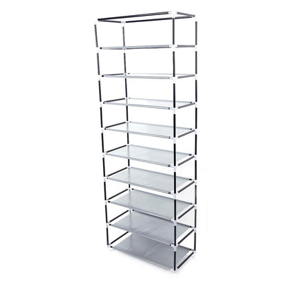 Étagère à chaussures à 10 niveaux, organiseur de rangement utilitaire avec housse anti-poussière en tissu non tissé, violet