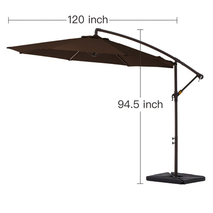 Parasol déporté à manivelle en acier de 10 pieds avec base lestée