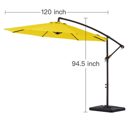 Parasol déporté à manivelle en acier de 10 pieds avec base lestée