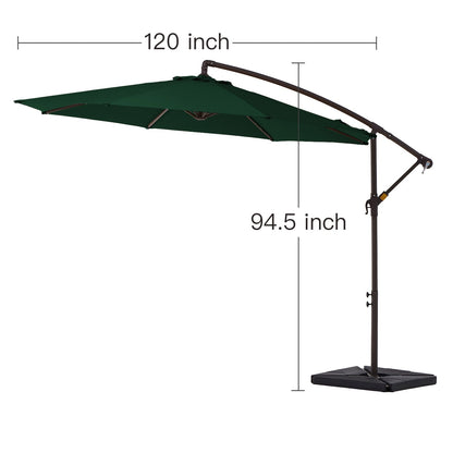 Parasol déporté à manivelle en acier de 10 pieds avec base lestée