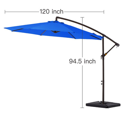 Parasol déporté à manivelle en acier de 10 pieds avec base lestée
