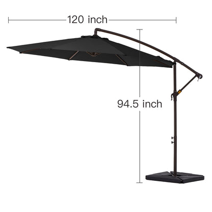 Parasol déporté à manivelle en acier de 10 pieds avec base lestée