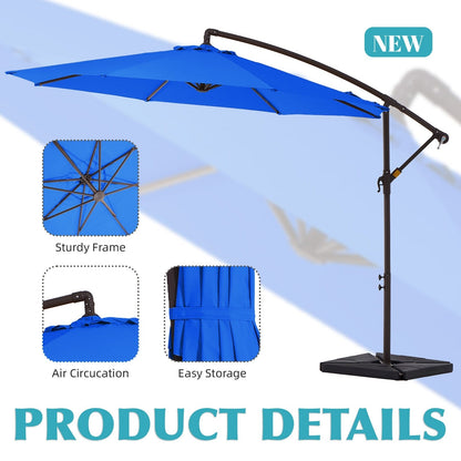 Parasol déporté à manivelle en acier de 10 pieds avec base lestée