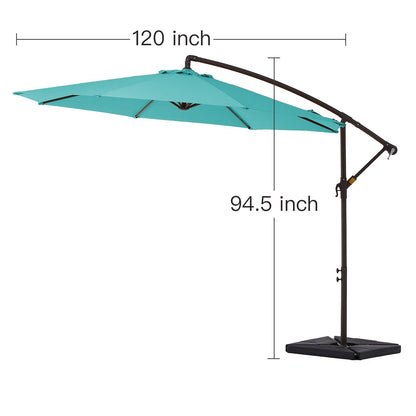 Parasol déporté à manivelle en acier de 10 pieds avec base lestée