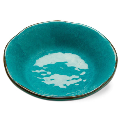 Bols de service en mélamine Veranda, 283 g, 18 cm, émaillé craquelé, bleu océan, à bords ondulés, 4 pièces, lavables au lave-vaisselle, pour l'intérieur et l'extérieur