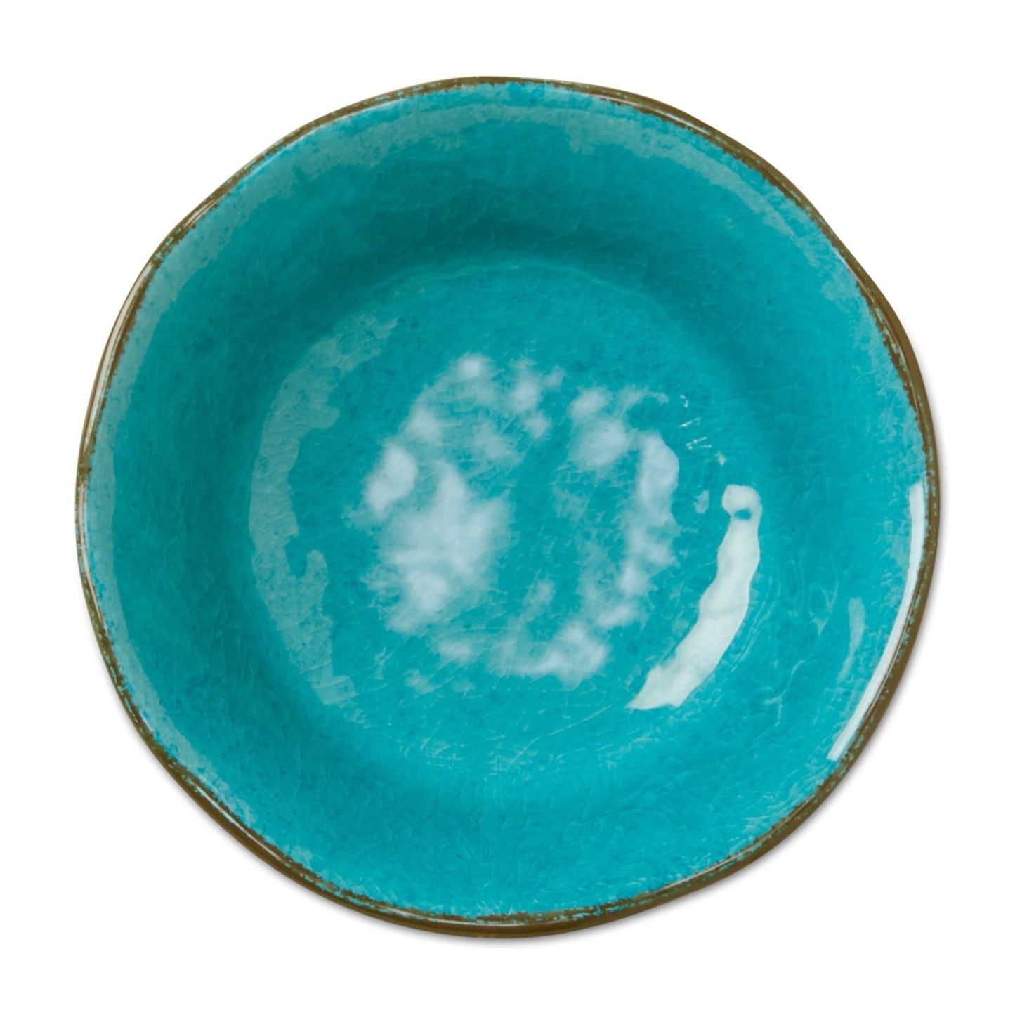Bols de service en mélamine Veranda, 283 g, 18 cm, émaillé craquelé, bleu océan, à bords ondulés, 4 pièces, lavables au lave-vaisselle, pour l'intérieur et l'extérieur