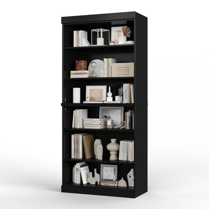 Bibliothèque 100 % bois massif à 6 étagères avec portes en option par Palace Imports