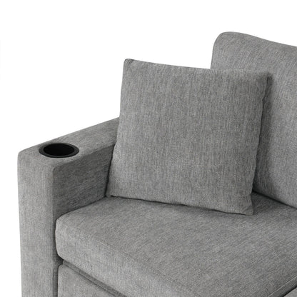 108 Inch Modular U‑Shaped Sectional Sofa with Pull Out Sleeper, USB Ports and Dual Cup Holders for Living Room