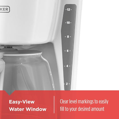 Cafetière numérique 12 tasses, programmable, filtre lavable, Sneak-A-Cup, infusion automatique, maintien de la plaque chauffante, blanche