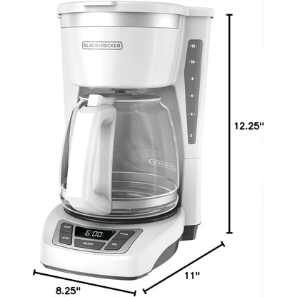 Cafetière numérique 12 tasses, programmable, filtre lavable, Sneak-A-Cup, infusion automatique, maintien de la plaque chauffante, blanche