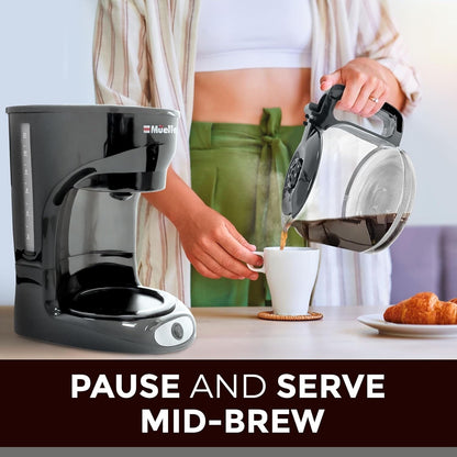 Cafetière filtre grise 12 tasses, carafe en borosilicate, arrêt automatique, filtre réutilisable, fonction maintien au chaud