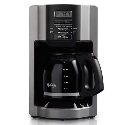 Cafetière programmable 12 tasses à infusion rapide, couleur argent