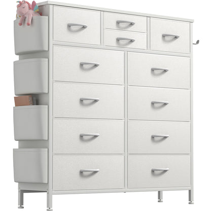 Commode haute en tissu à 12 tiroirs pour chambre à coucher