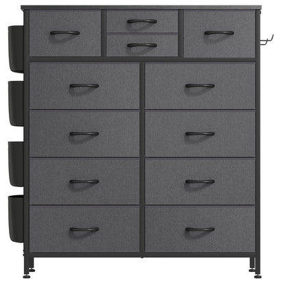 Commode haute en tissu à 12 tiroirs pour chambre à coucher