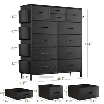 Commode haute en tissu à 12 tiroirs pour chambre à coucher
