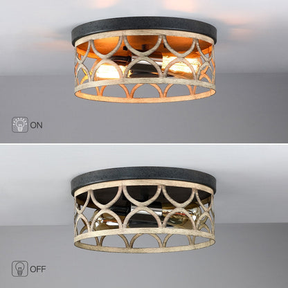 Plafonnier encastré à 2 lumières, 12 po, bronze et bois - 12 W