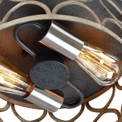 Plafonnier encastré à 2 lumières, 12 po, bronze et bois - 12 W