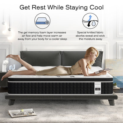 Matelas hybride en mousse à mémoire de forme de 12 pouces dans une boîte